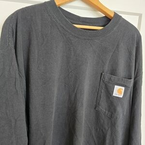 Carhartt Men 2XL Black Long-sleeved Original Fit One Pocket OilStain Work Shirt